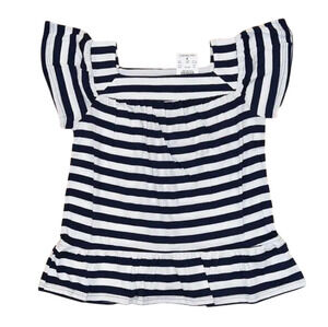 NWT J. Crew Girls' Navy & White Stripe Square-Neck Peplum Tee